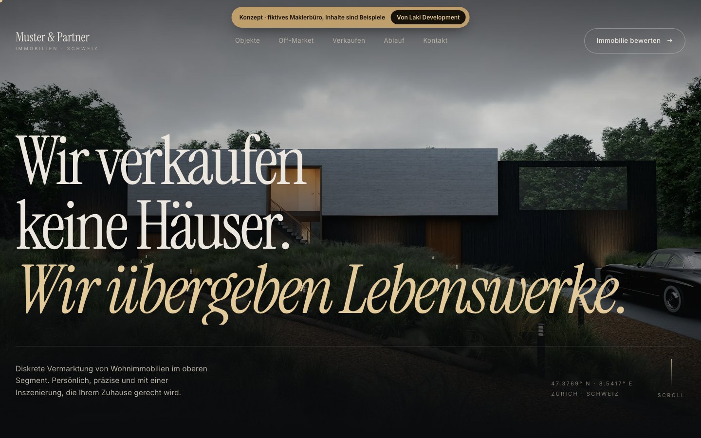 Startseite von Konzept für Immobilienmakler