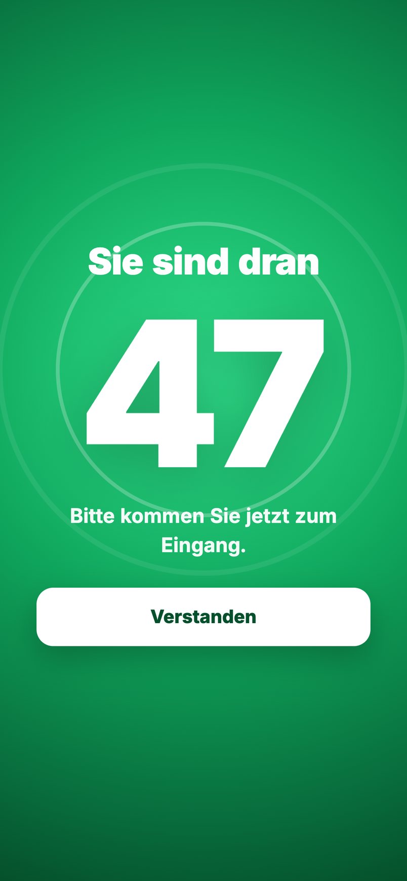 Wartenummer auf dem Handy: Sie sind dran